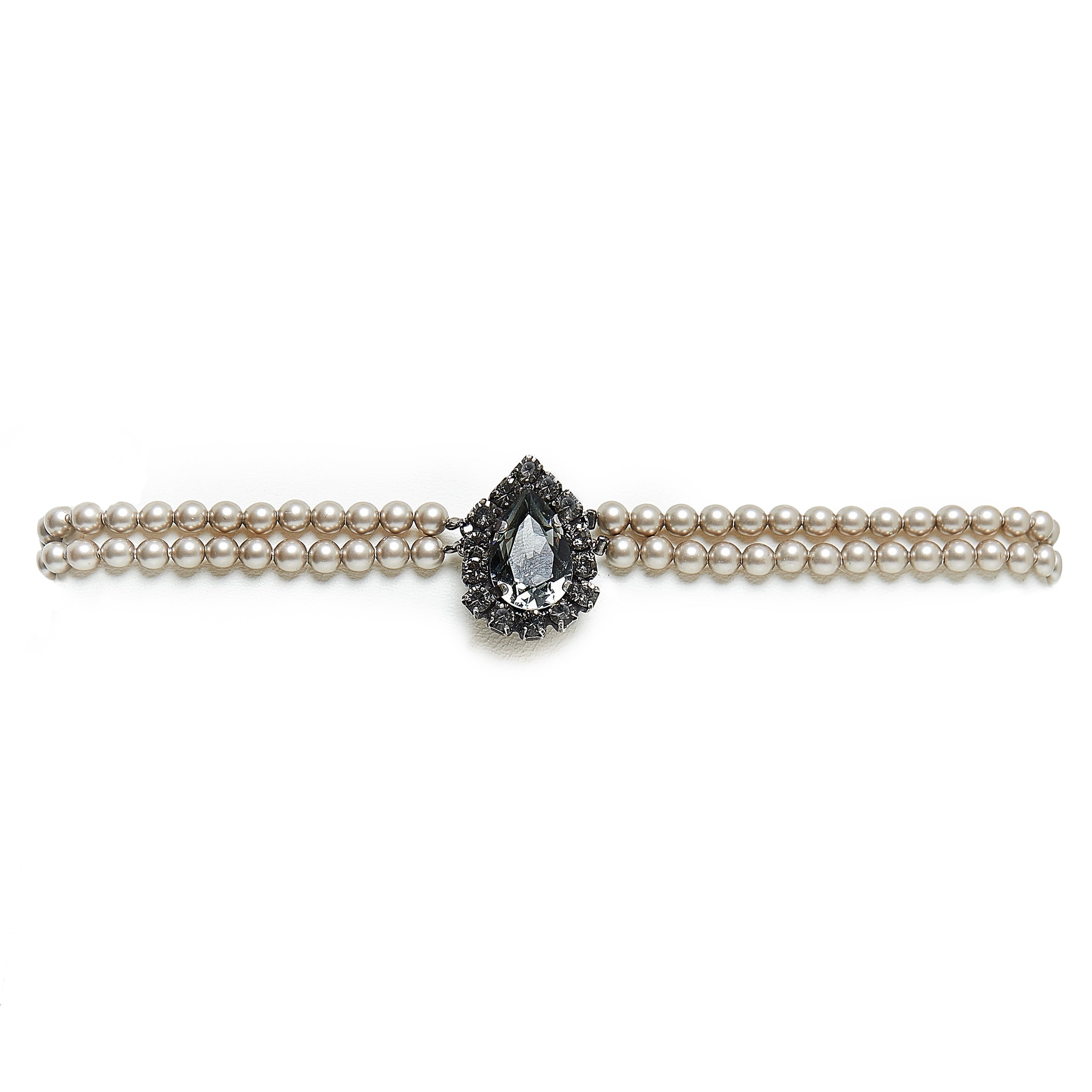 Seenberg, Trachtenschmuck, Trachtenkette, Trachtenkropfkette, Choker, Ohrringe, altsilber, blau, Perlen, Kristall, Österreich