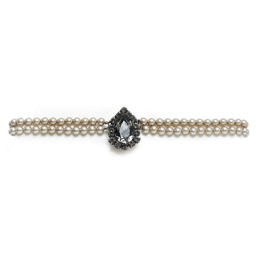 Seenberg, Trachtenschmuck, Trachtenkette, Trachtenkropfkette, Choker, Ohrringe, altsilber, blau, Perlen, Kristall, Österreich