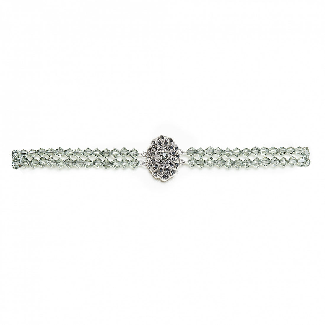 Seenberg, Trachtenschmuck, Trachtenkette, Trachtenkropfkette, Choker, Ohrringe, altsilber, grau, Perlen, Österreich